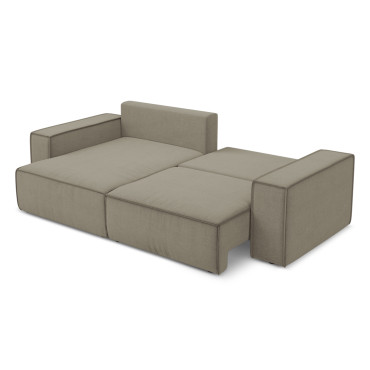 Sofa d'angle convertible Kimo Tissu Dark beige 257x148x82