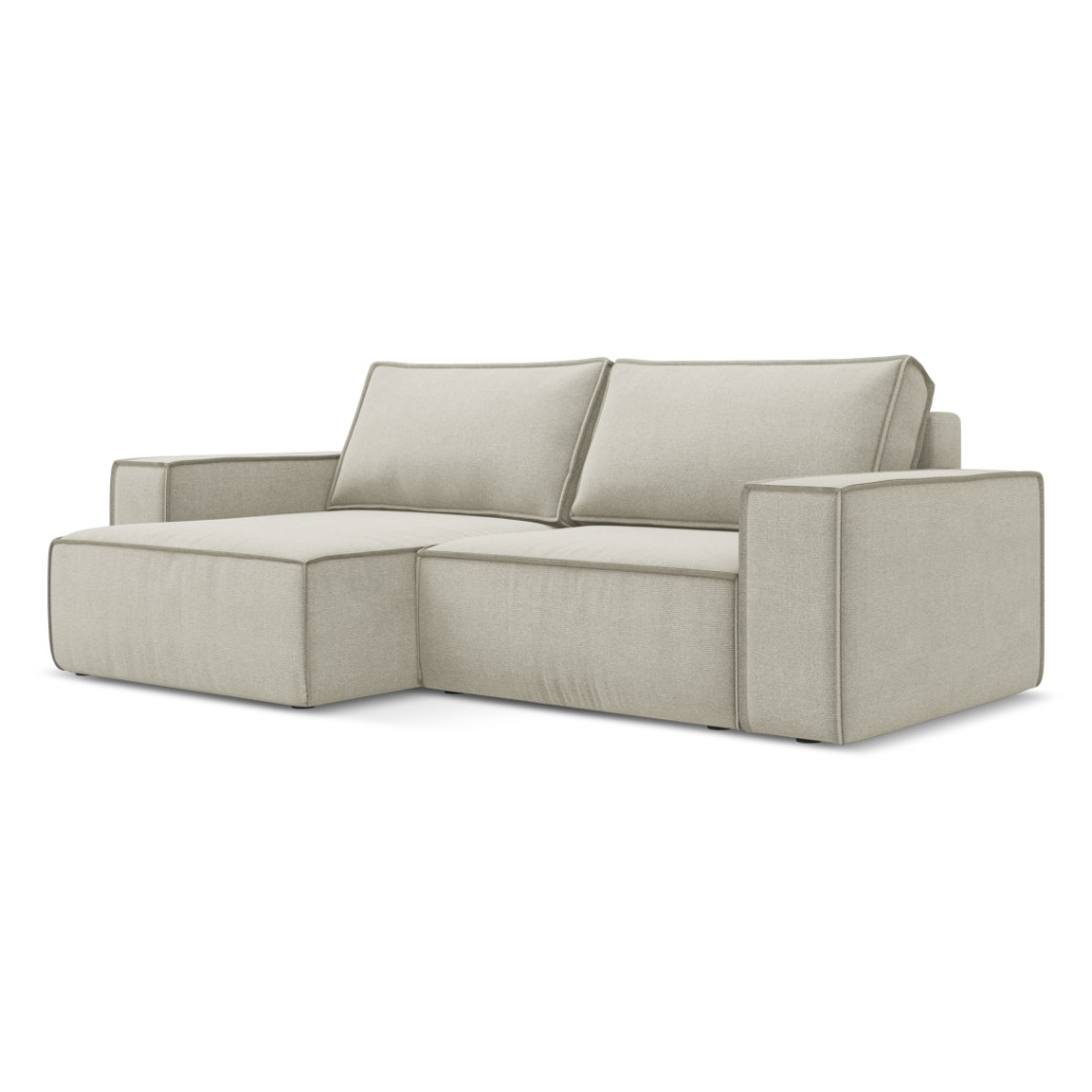 Sofa d'angle convertible Kimo Tissu Light beige 257x148x82