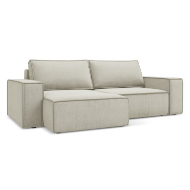 Sofa d'angle convertible Kimo Tissu Light beige 257x148x82