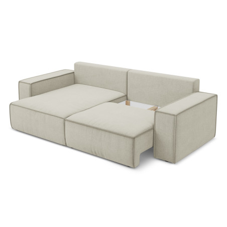 Sofa d'angle convertible Kimo Tissu Light beige 257x148x82