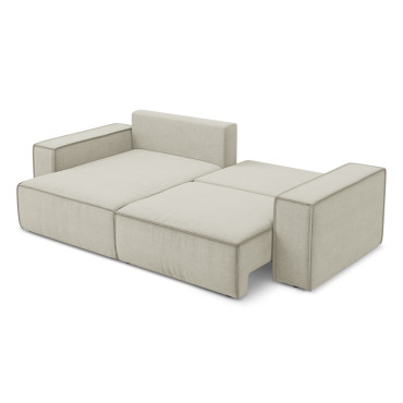 Sofa d'angle convertible Kimo Tissu Light beige 257x148x82