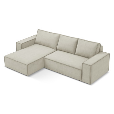 Sofa d'angle convertible Kimo Tissu Light beige 290x185x82