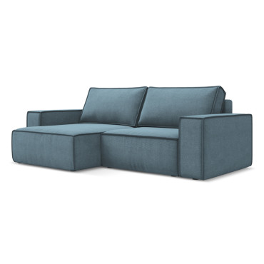 Sofa d'angle convertible Kimo Tissu Light blue 257x148x82