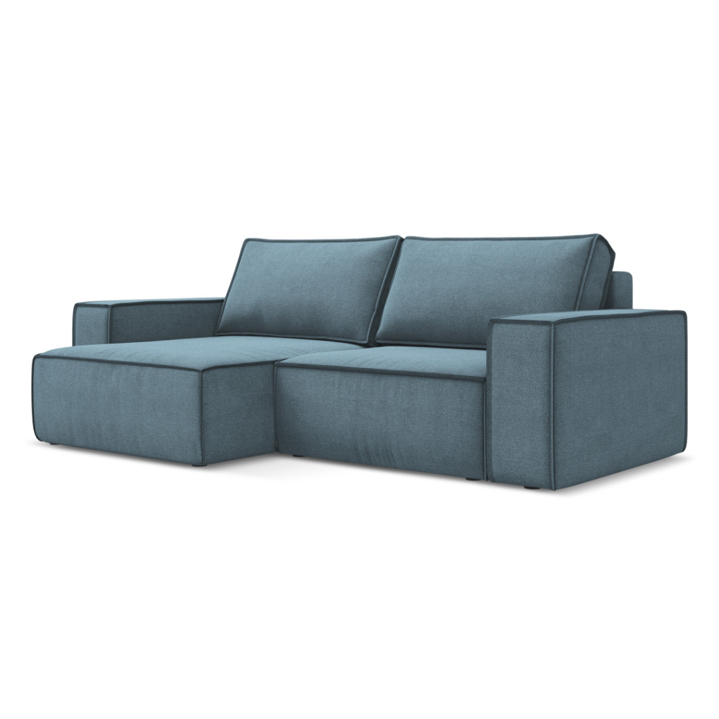 Sofa d'angle convertible Kimo Tissu Light blue 257x148x82