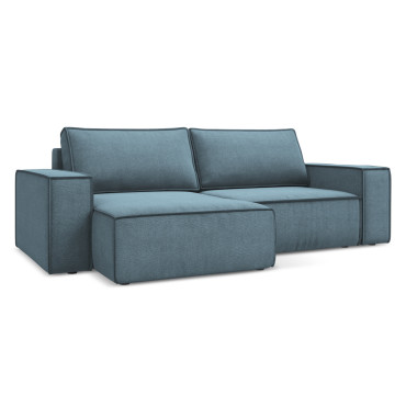 Sofa d'angle convertible Kimo Tissu Light blue 257x148x82