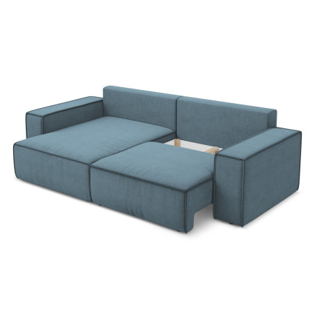 Sofa d'angle convertible Kimo Tissu Light blue 257x148x82