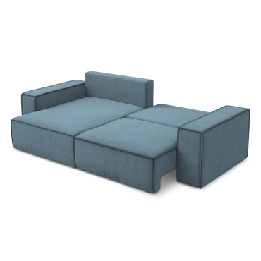 Sofa d'angle convertible Kimo Tissu Light blue 257x148x82