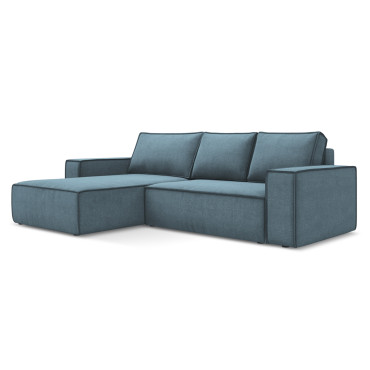 Sofa d'angle convertible Kimo Tissu Light blue 290x185x82