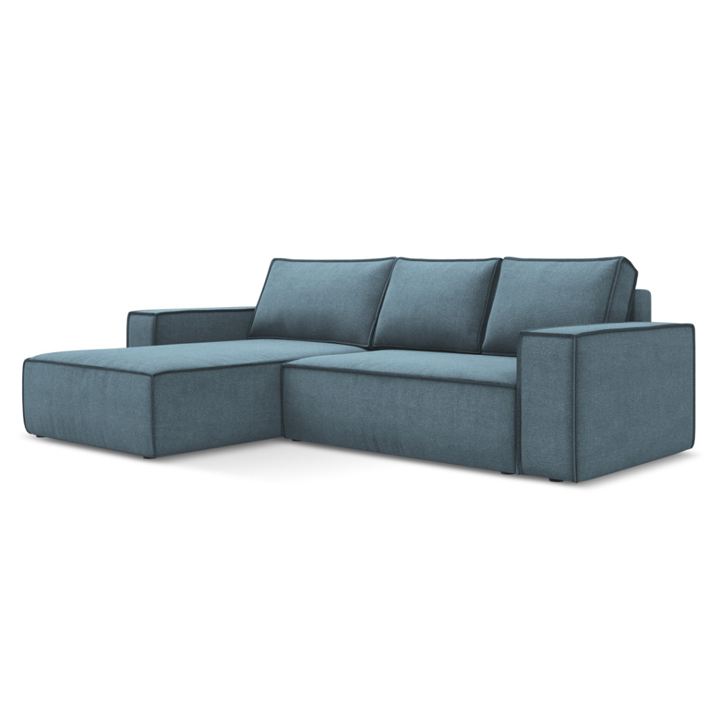 Sofa d'angle convertible Kimo Tissu Light blue 290x185x82