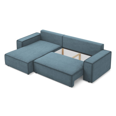 Sofa d'angle convertible Kimo Tissu Light blue 290x185x82