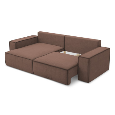 Sofa d'angle convertible Kimo Tissu Powder pink 257x148x82