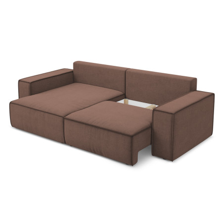 Sofa d'angle convertible Kimo Tissu Powder pink 257x148x82