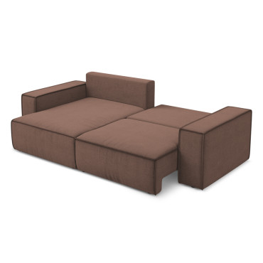 Sofa d'angle convertible Kimo Tissu Powder pink 257x148x82