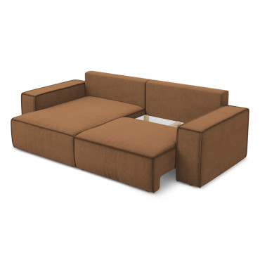 Sofa d'angle convertible Kimo Tissu Terracotta 257x148x82