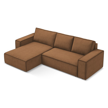 Sofa d'angle convertible Kimo Tissu Terracotta 290x185x82