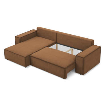 Sofa d'angle convertible Kimo Tissu Terracotta 290x185x82