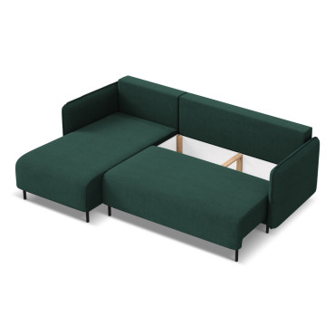 Sofa d'angle convertible Luana Tissu Bottle green