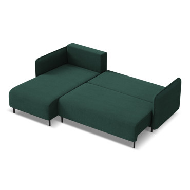 Sofa d'angle convertible Luana Tissu Bottle green