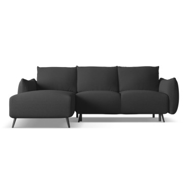 Sofa d'angle convertible Malie Tissu Anthracite