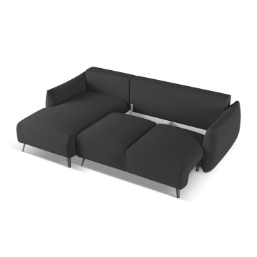 Sofa d'angle convertible Malie Tissu Anthracite