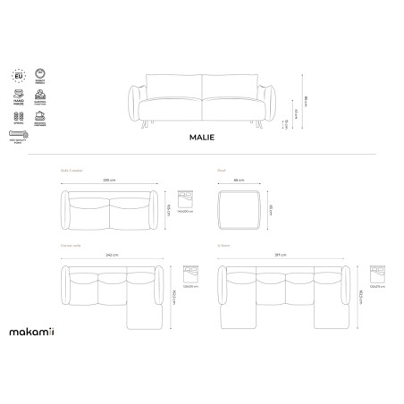 Sofa d'angle convertible Malie Tissu Anthracite