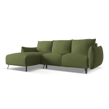 Sofa d'angle convertible Malie Tissu Bottle green