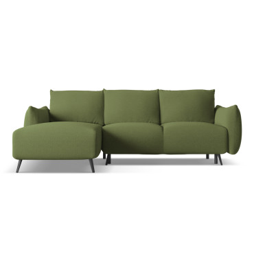 Sofa d'angle convertible Malie Tissu Bottle green