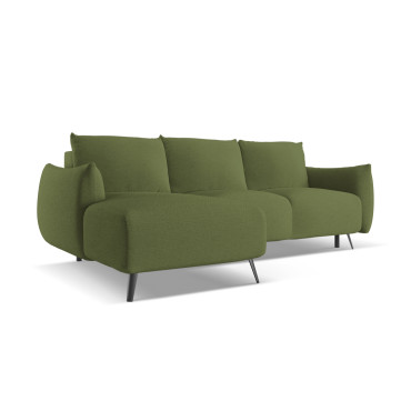 Sofa d'angle convertible Malie Tissu Bottle green