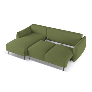 Sofa d'angle convertible Malie Tissu Bottle green