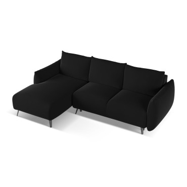 Sofa d'angle convertible Malie Velours Black