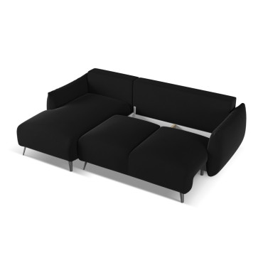 Sofa d'angle convertible Malie Velours Black