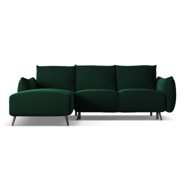 Sofa d'angle convertible Malie Velours Bottle green