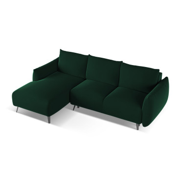 Sofa d'angle convertible Malie Velours Bottle green