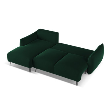 Sofa d'angle convertible Malie Velours Bottle green