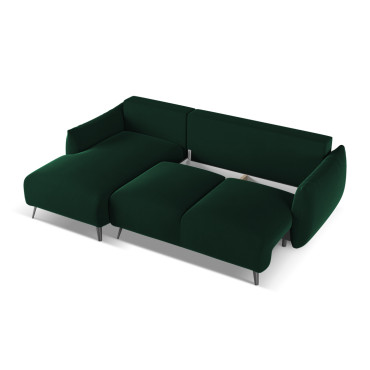 Sofa d'angle convertible Malie Velours Bottle green