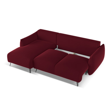 Sofa d'angle convertible Malie Velours Burgundy