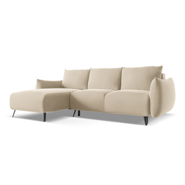 Sofa d'angle convertible Malie Velours Light beige