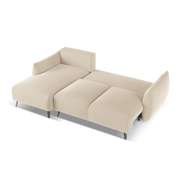 Sofa d'angle convertible Malie Velours Light beige