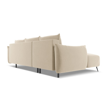 Sofa d'angle convertible Malie Velours Light beige