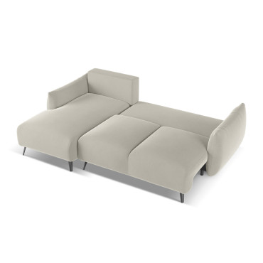 Sofa d'angle convertible Malie Velours Pearl