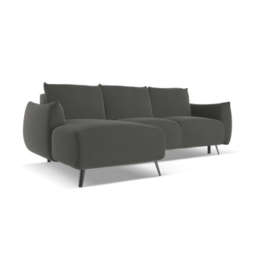 Sofa d'angle convertible Malie Velours Steel