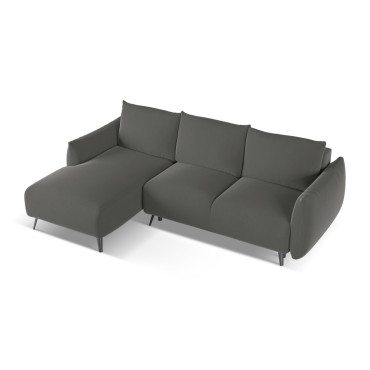 Sofa d'angle convertible Malie Velours Steel