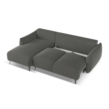 Sofa d'angle convertible Malie Velours Steel