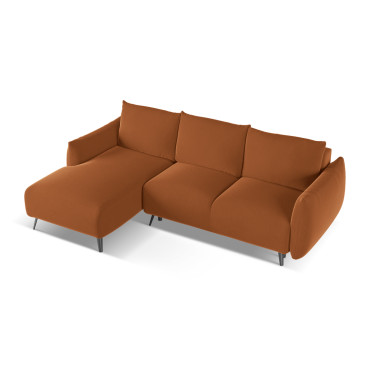 Sofa d'angle convertible Malie Velours Terracotta