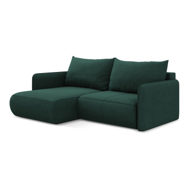 Sofa d'angle convertible Nanea Tissu Bottle green 207x148x86