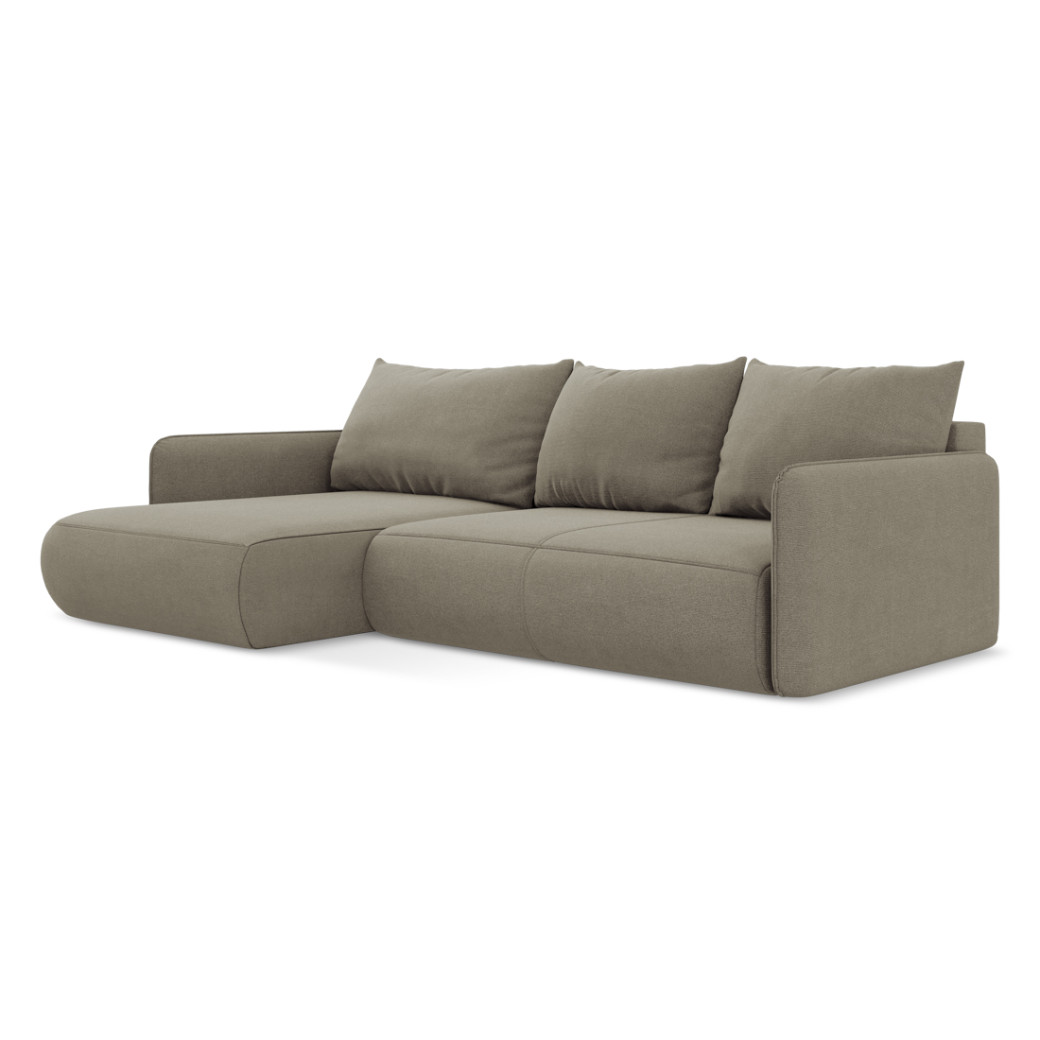 Sofa d'angle convertible Nanea Tissu Dark beige 240x148x86