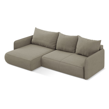 Sofa d'angle convertible Nanea Tissu Dark beige 240x148x86