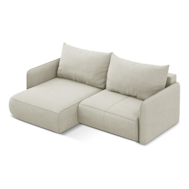 Sofa d'angle convertible Nanea Tissu Light beige 207x148x86