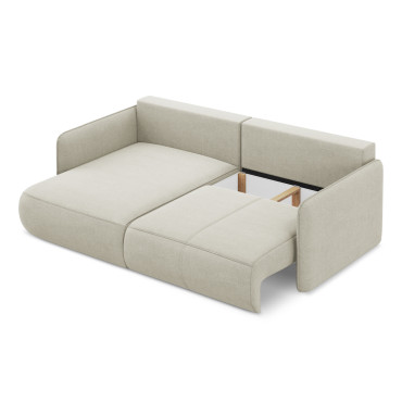 Sofa d'angle convertible Nanea Tissu Light beige 207x148x86