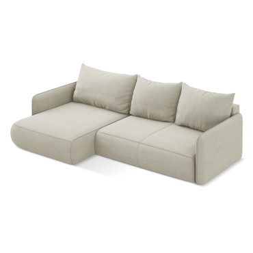 Sofa d'angle convertible Nanea Tissu Light beige 240x148x86